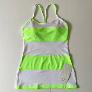 NWT Lululemon Athletica Women's Stripe Power Y Tank Top, Green, White, Size 4